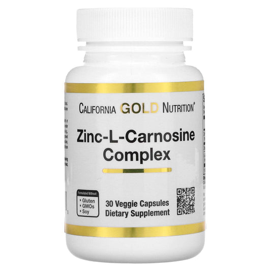 California Gold Nutrition Zinc-L-Carnosine Complex Gastric 30 Veggie Caps NEW