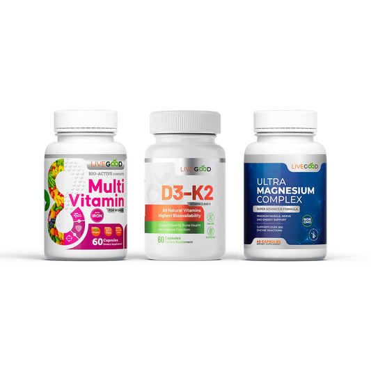 LiveGood Daily Essentials Pack For Women Multi Vitamin D3-K2 Magnesium 3pcs NEW