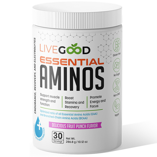 LiveGood Essential Aminos Branched-Chain Electrolytes Fruit Punch 10.12oz NEW
