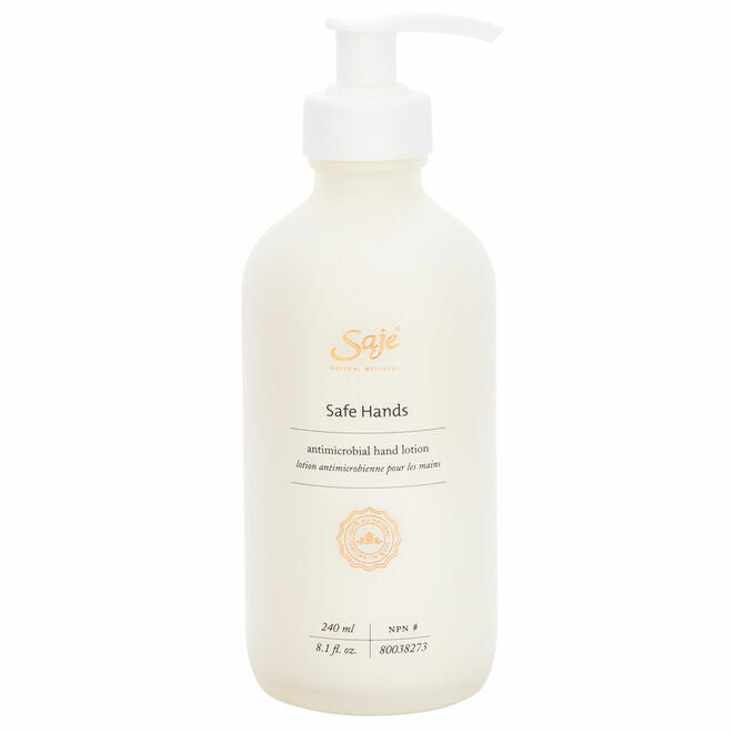 Saje Safe Hands Antimicrobial Soothing Fragrant Hand Lotion Natural 240mL NEW