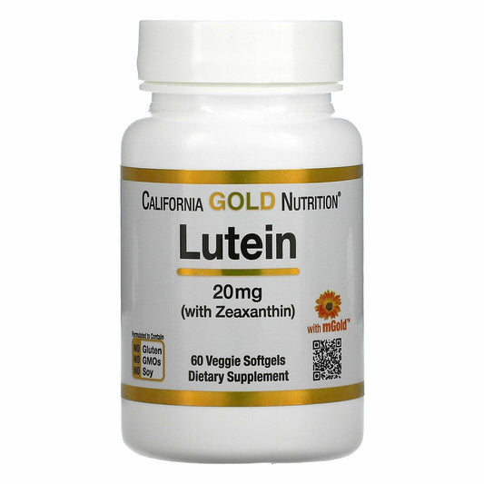 California Gold Nutrition Lutein w Zeaxanthin Marigold 20mg 60 Veg Caps NEW