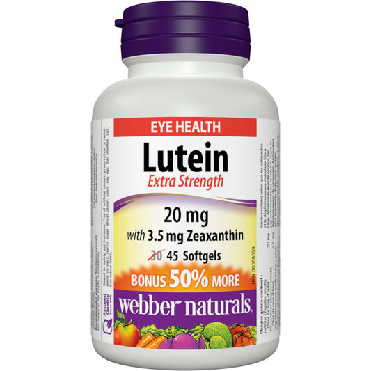 Webber Lutein Extra Strength 20mg 3.5mg Zeaxanthin Eye Health Protect 45 pcs NEW