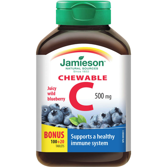 Jamieson Chewable Vitamin C 500 mg Wild Blueberry Flavor Delicious 120pcs NEW