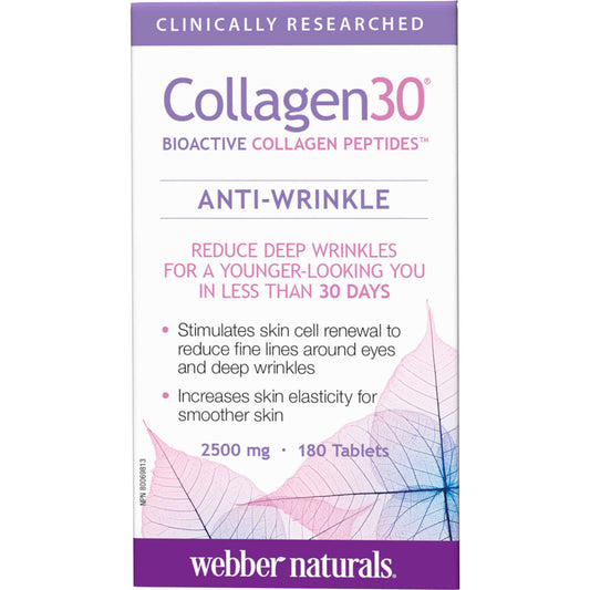 Webber Naturals Collagen30 Bioactive Collagen Peptides 2500 mg 180 pcs NEW