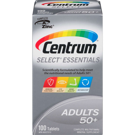 Centrum Select Essentials 成人 50+ 复合维生素、矿物质 100 片 全新