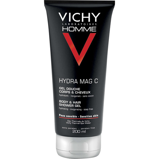 Vichy Homme Hydra Mag Body & Hair Shower Gel Hair Body Gently Cleanse 200ml NEW
