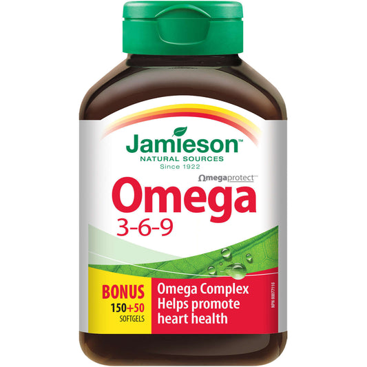 Jamieson Omega 3-6-9 1200mg Complex Promote Heart Health Fatty Acids 200 pcs NEW