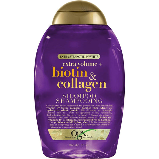 OGX Biotin & Collagen Extra Strength Volumizing Shampoo Pump Up Strand 385ml NEW