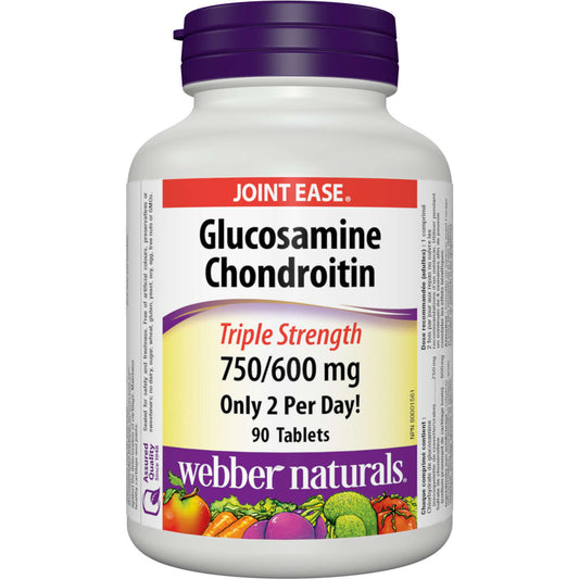 Webber Naturals Glucosamine Chondroitin Triple Strength 750/600 mg 90 pcs NEW