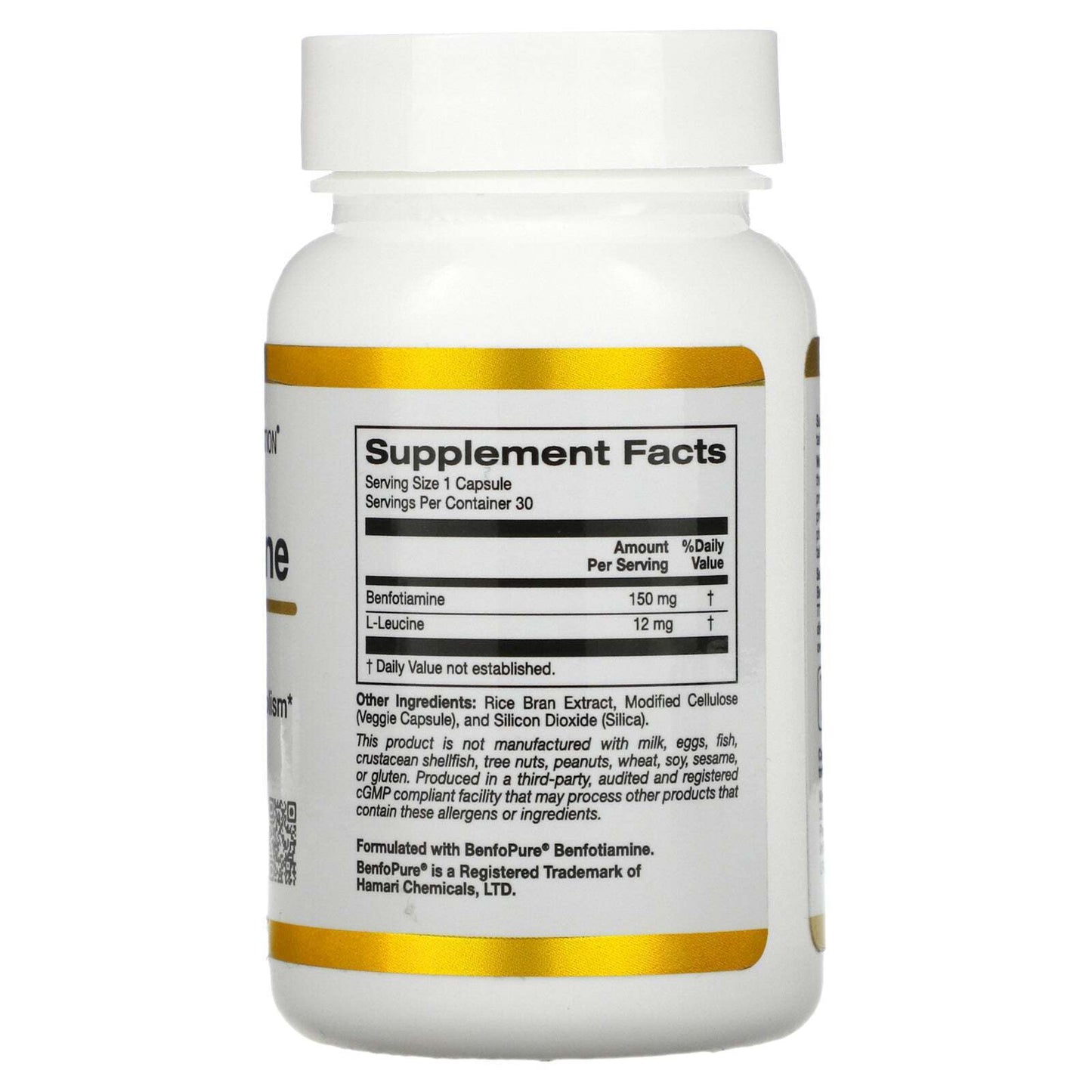California Gold Nutrition Benfotiamine 150mg Glucose Metabolism 30 Veg Caps NEW