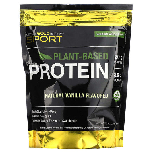 California Gold Nutrition SPORT Vegan Protein Vanilla Naturally Flavored 2lb NEW