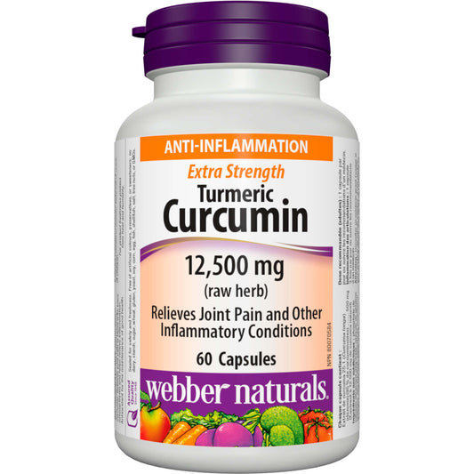Webber Naturals Turmeric Curcumin 12500 mg Extra Strength Joint Pain 60 pcs NEW