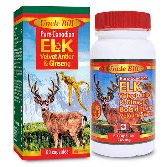 Bill Natural Sources Pure Canadian Elk Antler w Ginseng Kidney 60 Capsules NEW