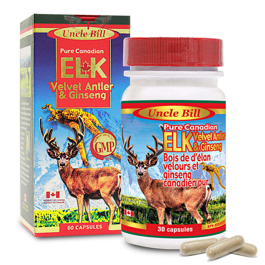 Bill Natural Sources Pure Canadian Elk Antler w Ginseng Kidney 30 Capsules NEW