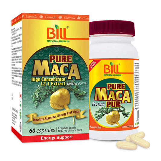 Bill Natural Sources Pure Maca 1000mg 12:1 Extract Antioxidants 60 pcs NEW