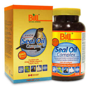 Bill Natural Sources Seal Oil Complex Ginkgo Biloba Vit E CoQ10 120 Capsules NEW