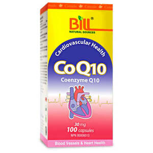 Bill Natural Sources CoQ10 30mg Support Heart Health Blood 100 Capsules NEW