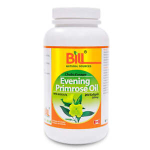 Bill Natural Sources Evening Primrose Oil 500mg Omega-6 GLA 200 Softgels NEW